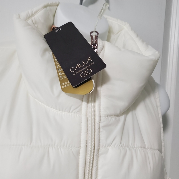CALIA by Carrie Underwood L Quilted Vest White Puffer Sleeveless Full Zip Lined - Picture 3 of 12